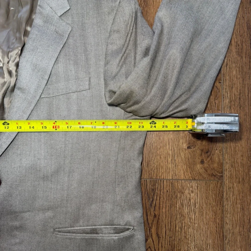 Ralph‎ Lauren 100% Silk Blazer Men's 46R Brown Tan Luxury Sport Coat Career
